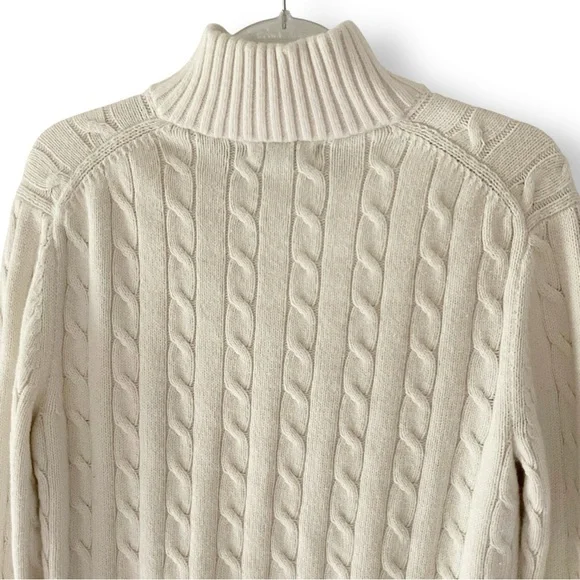 Banana Republic Factory Mens Cable Knit Sweater Sz M 1/4 Zip Wool Blend Neutral - Picture 7 of 11